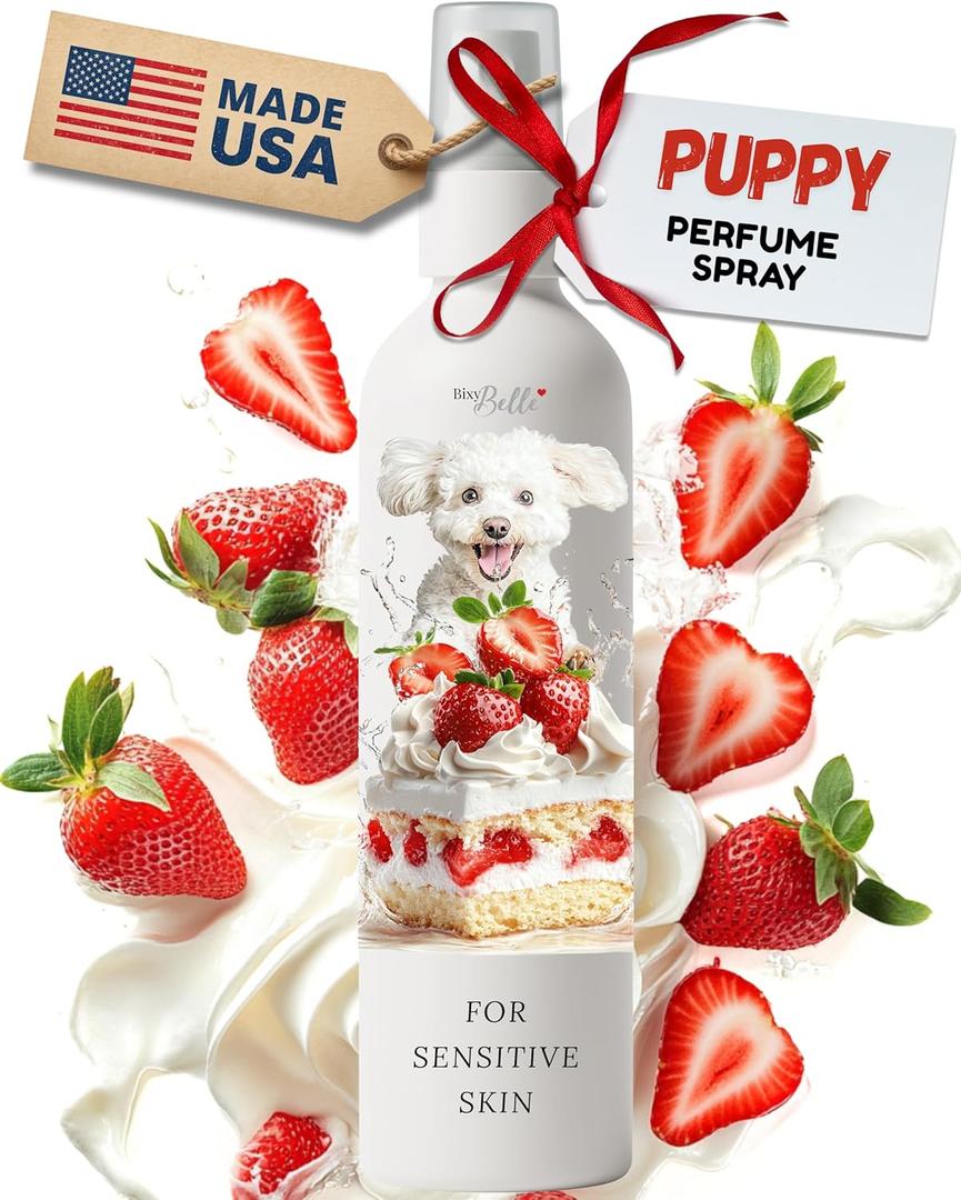 2 x Puppy Perfume Spray - Leave in Conditioner Conditioner with Shortcake Fragrance - Made in USA - Mild and Natural Scent for Sensitive Skin and Pet Nose - Detangling Spray - 8 oz