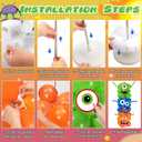Gemscream 2 Set Monster Theme Halloween Balloon Column Stand Kit Balloon Party Decor Includes Balloons Big Eye Stickers Adjustable Stands Accessories for Kids Monsters Theme Birthday Baby Shower Party