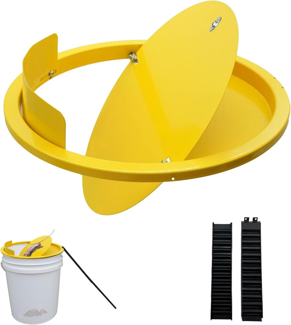 Bucket Lid Mouse Trap Metal 5 Gallon Bucket lid,Strong Metal Material That Cannot be Bitten, auto Reset, (1pack) (Black yellow)