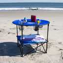 Rio Brands 28" Round Lightweight Fabric Portable Folding Beach Table with Cupholders, Blue