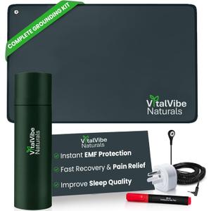Grounding Mat for Feet Therapy, Sleep & Energy - Anti-Slip & Anti-Static Grounding Pad with Grounding Cord + Adapter + Instruction Manual for Easy Setup, Home & Office (15.7” x 23.6”)
