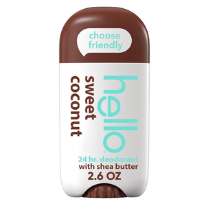 hello Sweet Coconut Deodorant With Shea Butter for Women + Men, Aluminum Free, Baking Soda Free, Parabens Free, 24 Hour Odor Protection, 2.6 Ounce
