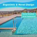 DOEL Stainless Steel 48x30 Swimming Pool Stair Rail with Easy Mount Base, Humanized Silver Rustproof Handrail for In-ground Pools