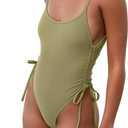 Women's Sexy One Piece Bathing Suit Tummy Control Swimsuit (Medium, S02 Matcha Green)