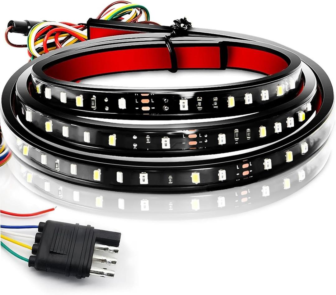 LIGBT 60'' Tailgate Light Bar 12V Single Row Led Brake Light Strip for Red Running Light Brake Turn Signal Strobe Lights White Reverse Light Fit Pickup, Truck, SUV, RV, Van,Trailer, ATV, UTV