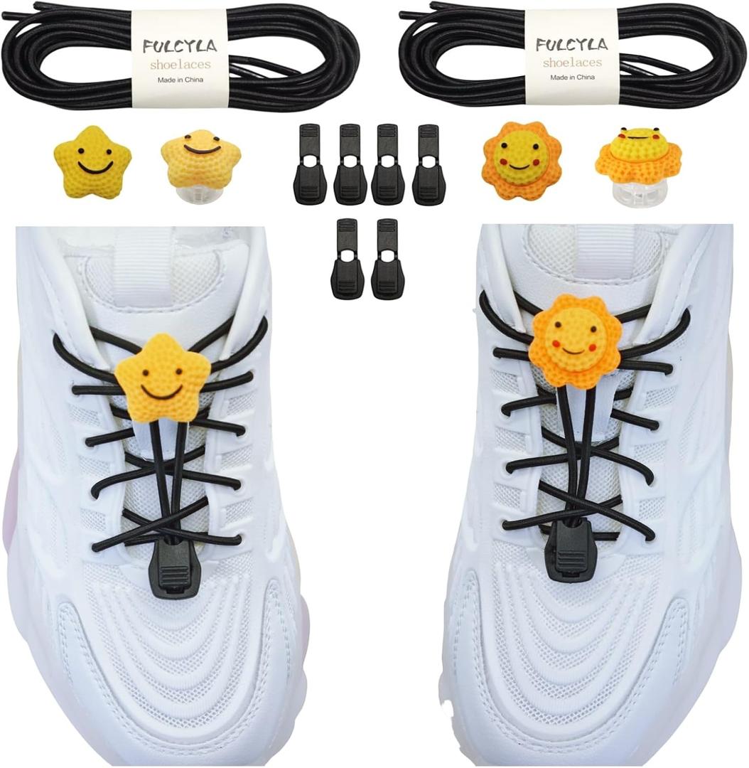 2 x 2 pairs children's Cute Elastic Shoe Laces -Elastic No Tie Shoelaces for Kids, Adults