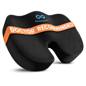 Everlasting Comfort Doctor Recommended Memory Foam Seat Cushion for Office Chairs & Car - Ergonomic Office Desk Accessories - Cushions for Tailbone Pain Relief, Sciatica & Back Support Pillow