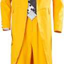 Mens Jim Costume Cosplay Yellow Long Suit Halloween Stylish Outfit (Large)