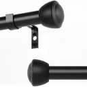 1 Inch Black Curtain Rods for Windows 48-86 Inches - Heavy Duty Drapery Rods with Adjustable Rods and Ball Finials - Ideal Room Divider and Outdoor Rod,32"-86"