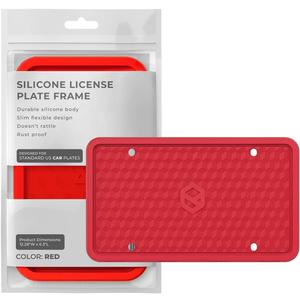 Rightcar Solutions Car Plate Frame, Silicone License Plate Frame, Rust-Proof Rattle-Proof Weather-Proof License Plate Holder for Front or Rear, Red, 1 Pack