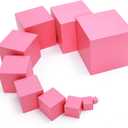 Adena Montessori Wonderfully Sensorial Teaching Toys for Children 2 3 Years Old - Montessori Small Pink Tower 0.7-7cm