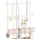 Lolalet Jewelry Holder Tree with Velvet Tray, 4 Tiers Necklace Display Stand Rack with Ring Slots Organizer for Earrings Bracelets Bangles Ring -White