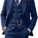 Retro Tweed Men's Suit 3 Piece Slim Fit Herringbone Suits Groom Tuxedos Set Wedding Prom Blazer Jacket Vest Pants for Men XL