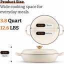 Parmedu Cast Iron Dutch Oven, 3.8 Quart, White, Shallow Braiser & Casserole