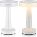 Riakrum Set of 2 LED Portable Cordless Table Lamp with Touch Sensor 3 Color Stepless Dimming Rechargeable Battery up to 15 Hours Cordless Table Light Wireless Lamp for Nursery(White)