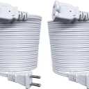 15 FT Extension Cord Indoor US Power 2 Prong Extension Cords, Nema 1-15P Male to NEMA 1-15R Female White 2 Pack 18 AWG 15 Foot