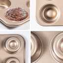 Yomvzake Brownie Bowl Pan 2 Pack, 6 Cavity Mini Round Cake Mold 3 Inch, Shortcake Tea Cookie Shot Mold for Baking - Gold