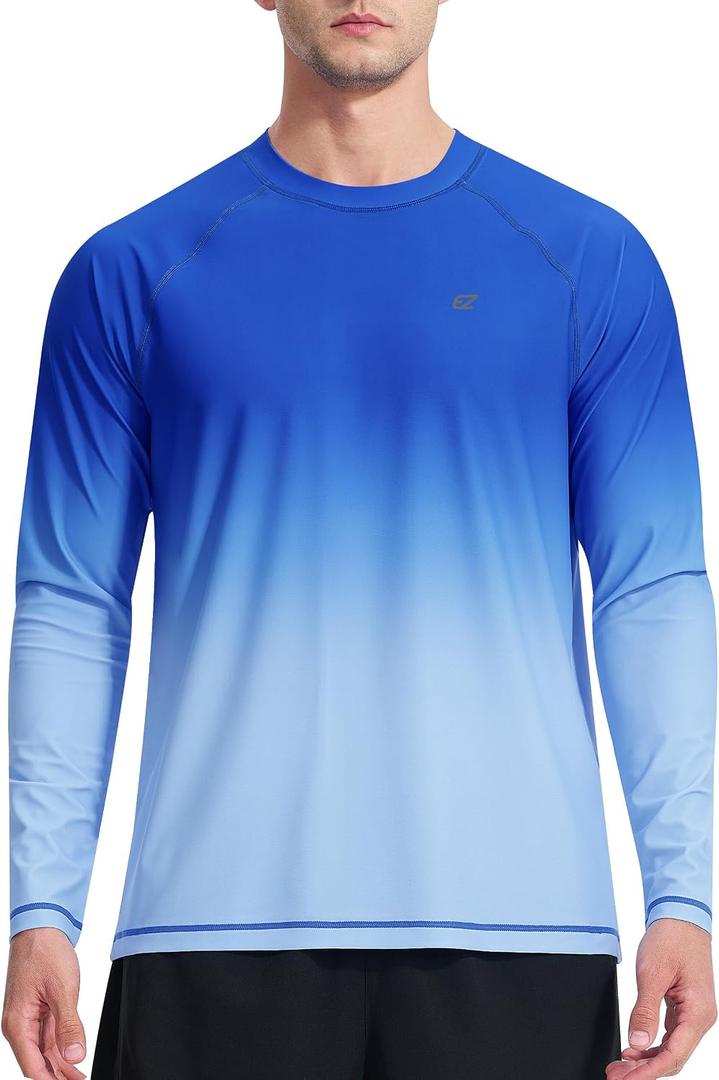 Men's Long Sleeve Rash Guard Quick Dry Swim Shirts UPF 50+ UV Sun Protection Tee Surfing Tops, L