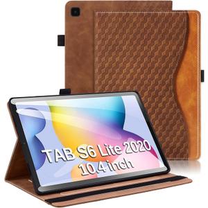 Case for Samsung Galaxy Tab S6 Lite 2024/2022/ 2020 10.4 inch Case PU Leather Card Holder (SM-P620/P625/P613/P619/P615/P610) Multi-Angle Galaxy Tab S6 Lite, Brown