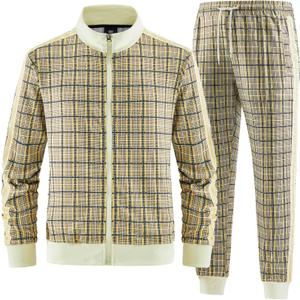 Men's Track Suits 2 Piece Stand-up Collar Long Sleeve with Double Side Pockets Jacket and Sweatpants (3X-Large) Jw-2201