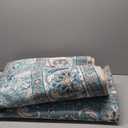 Doria Boho Area Rug, 9'12' Washable Oriental Rug, Non-Slip Vintage Floral Rug, Non-Shedding Traditional Carpet with Low Pile for Living Room, Bedroom, Dining, Office, Turquoise Blue