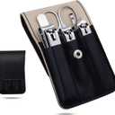 Nail Clippers Set, 6 Pcs Toenail Clippers Stainless Steel Fingernail Clippers Manicure Set with Leather Case, Idea Gift for Christmas Stocking Stuffers, Black