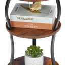 Vintage Small Round Side Table, 3-Tier Slim Waist Circular End Table with Storage Shelf, Compact Tea Sofa Table, Round Corner Coffee Table Nightstand for Living Room Bedroom Small Spaces, Rustic Brown
