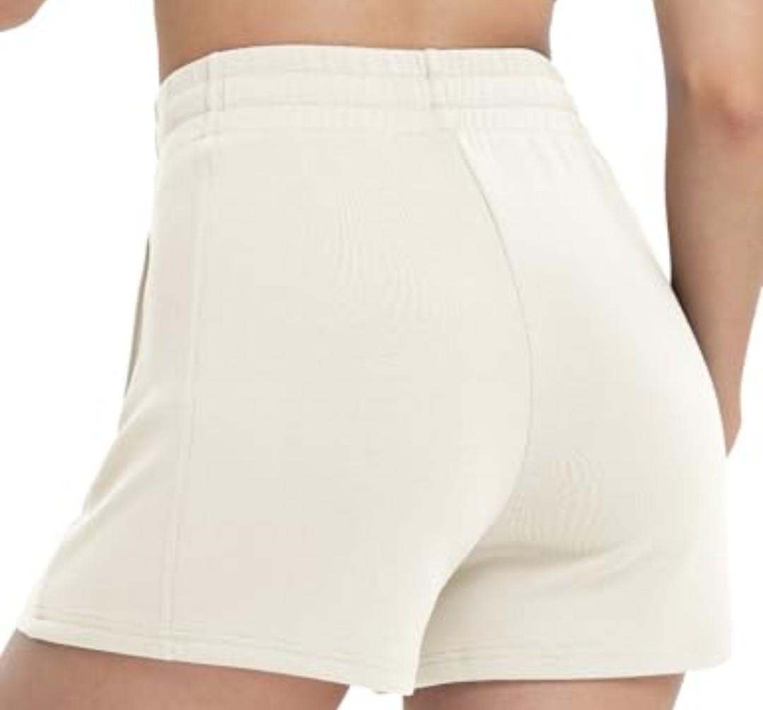 baleaf Women's 4" High Waisted Workout Shorts with Pockets Elastic Athletic Gym Running Yoga Shorts Modal Soft Light Brown, Size XL