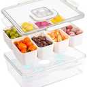 Snackle Box Container, Snack Tray with Lid and Handle, Snacklebox with Reusable Ice Pack, Halloween Candy Bowl, Divided Snack Containers, 8 Compartment Snackable Boxes, for Halloween Party