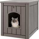 Cat Litter Box Enclosure, Hidden Litter Box with Openable Front Door, Outdoor Cat House Weatherproof, Side Table, Easy to Clean and Assembly, Dark Gray, 23.5"D x 18.5"W x 22.5"H