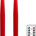 GenSwin Flameless Taper Candles, Set of 2 Red LED Taper Candles Battery Operated with Remote Timer, Real Wax Flameless Candlesticks with 3D Flame for Home Wedding Party Holiday Decor (0.78 x 9.65)