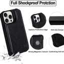 VANAVAGY Wallet Case Compatible for iPhone 15 Pro for Women Men with Credit Card Holder,RFID Block Leather Flip Folio Phone Cover Magnetic Clasp Kickstand with Screen Camera Protector,Black