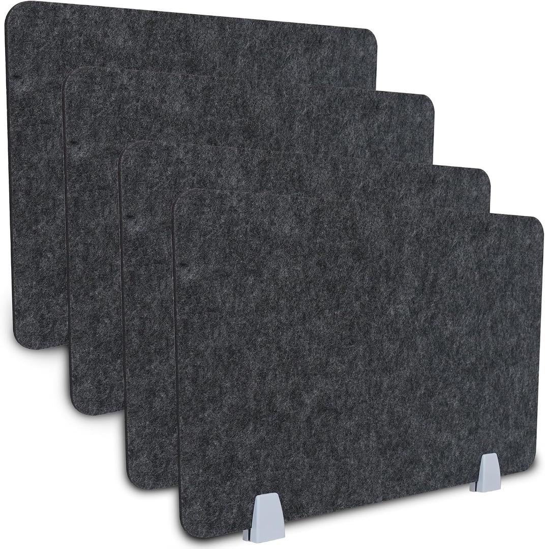 4 Packs Privacy Desk Dividers Acoustic Desk Panel 16x24 Inch Noise Reducing Desk Privacy Panel and Visual Distraction with Metal Clip for Student Offices School (Black), 24x16inches