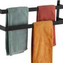 KOKOSIRI Towel Bars Black Bath Towel Holders 24-Inch Bathroom 2-Tiers Ladder Towel Rails Wall Mounted Towels Shelves Rack Stainless Steel, B5008BK-L24