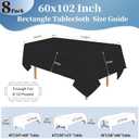 8 Pack 60 x 102 Inch Black Tablecloths for 6 Foot Rectangle Tables
