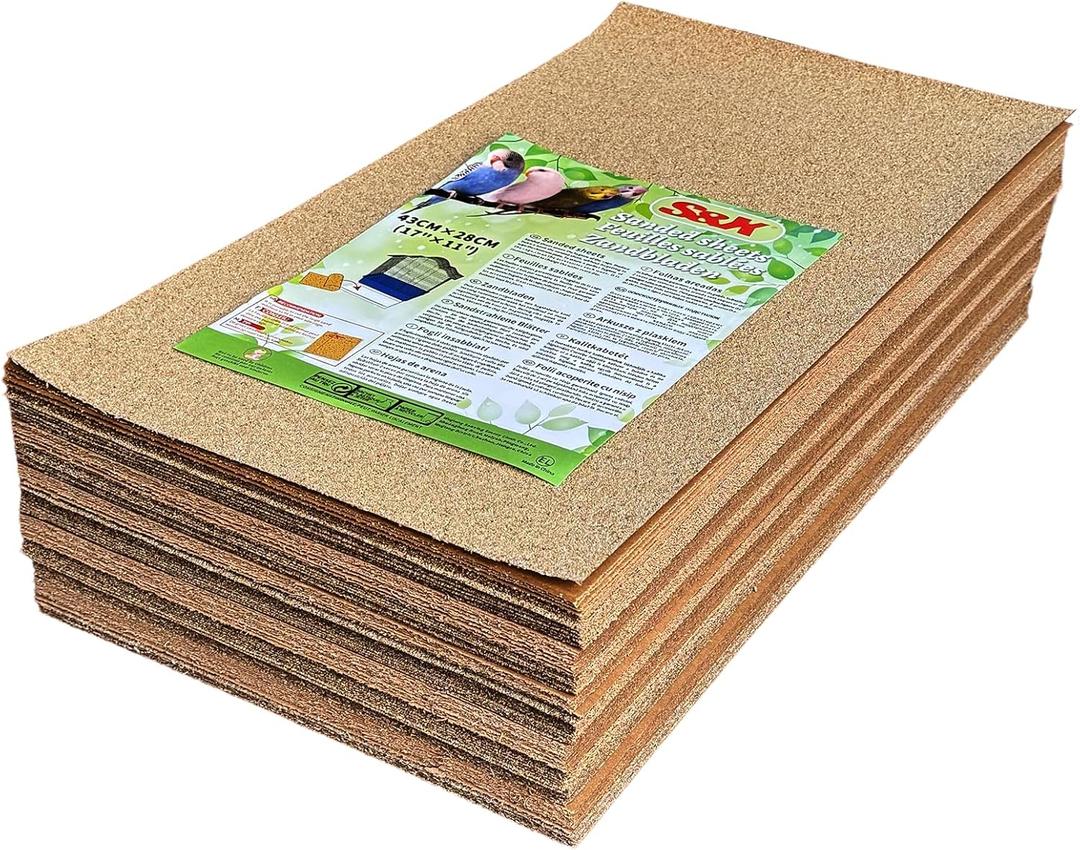 S&X Bird Cage Liner 120-Pack 17 x 11 Gravel Paper Disposable | Bird Cage Accessories for Parakeets Cockatiels Canaries Finches Conures Easier Cleaning and Bird Health