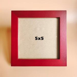 5x5 Picture Frames RED Solid Wood Frame, Plastic Panel (Film Needs to be Removed) Table or Wall.Front Window Opening 4.5x4.5 inch.