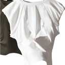 GORGLITTER Women's Puff Sleeve Ruched Tee Shirt Cap Sleeve Crewneck Slim Coquette Tops (White, S)