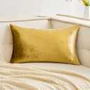 MIULEE Velvet Soft Solid Decorative Square Throw Pillow Covers Set Cushion Case for Sofa Bedroom Couch 12 x 20 Inch Golden