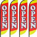 Fulmoon 4 Pcs Large Feather Open Flag 10.7 Feet Open Sign Flag Red Yellow Advertising Feather Banner for Outside Business Advertising (Pole and Hardware Are Not Included)