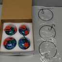 4 Pack Circular Hummingbird feeders for Outdoors Hanging,Hand Blown Glass Hummingbird Feeder with 4 Adjustable Silicone Perch,Never Leak,Gardening Gifts for Woman Man(Dotted Blue)