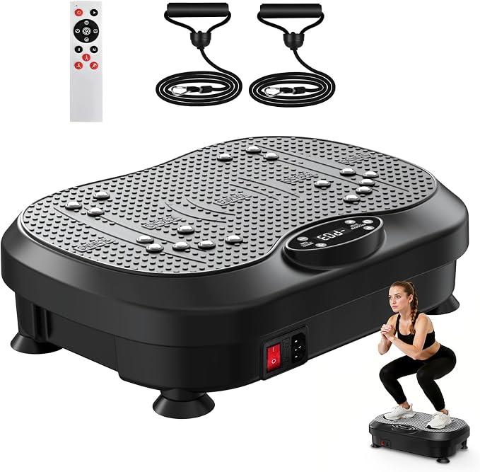Vibration Plate Exercise Machine for Lymphatic Drainage with 200 Levels, Whole Body Fitness Workout Equipment Stand Shake Board Sport Gym for Weight Loss Fat Burner for Women Men