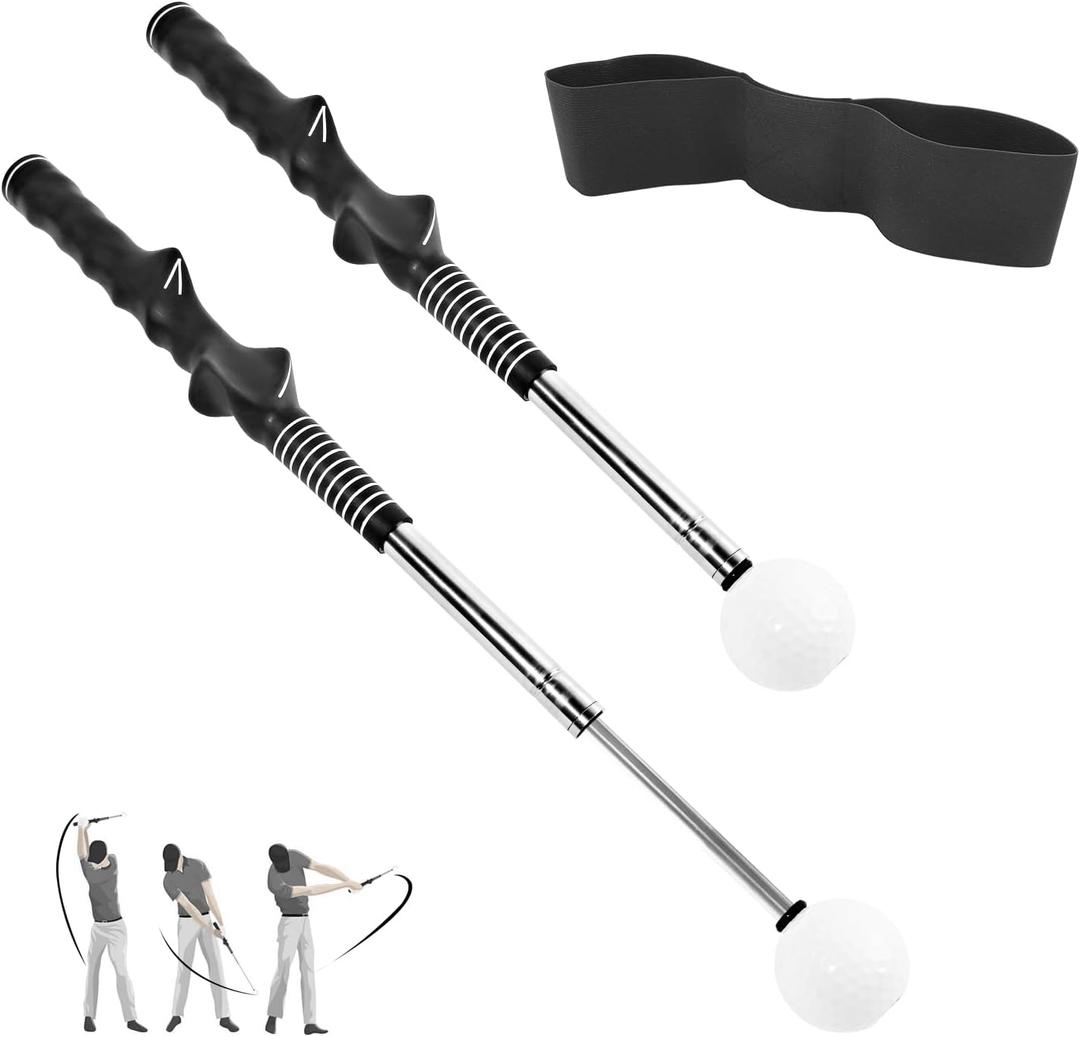 Retractable Golf Swing Training Aid, Golf Grip Trainer & Golf Swing Trainer for Warm-up, Right-Handed Golf Club for Indoor Practice, Golf Accessories - Strength & Tempo Training for Chipping Hitting