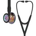 3M Littmann Cardiology IV Diagnostic Stethoscope, 6240, More Than 2X as Loud, Weighs Less, Stainless Steel High Polish Rainbow-Finish Chestpiece, 27" Black Tube, Smoke Stem, and Headset