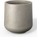 Kante 15.3" Dia Round Concrete Planter, Outdoor Indoor Large Plant Pots Containers with Drainage Hole and Rubber Plug for Home Garden Patio, Buff Concrete