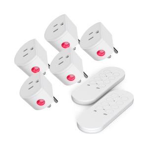 SURNICE Mini Remote Control Outlet, 10A Wireless Light Switch Plug for Household Appliances, Up to 130 FT Long Range, FCC and ETL Listed (2T+5R)