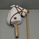 HollyHOME Stick Horse Plush Handcrafted Hobby Horse on a Stick with Wood Wheels Real Pony Neighing and Galloping Sounds for Kids Toddlers White 36 Inches(AA Batteries Required)
