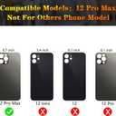 Back Screen Glass Cover Replacement Compatible with iPhone 12 Pro Max 6.7" + Professional Tools (Graphite)
