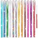 Hair Tinsel Kit 12 Colors, 2500 Strands 48 Inches Sparkling Tinsel Hair Extensions with Tool, Fairy Hair Tinsel for Birthday Halloween Christmas New Year Party (12 colors 1 tools)