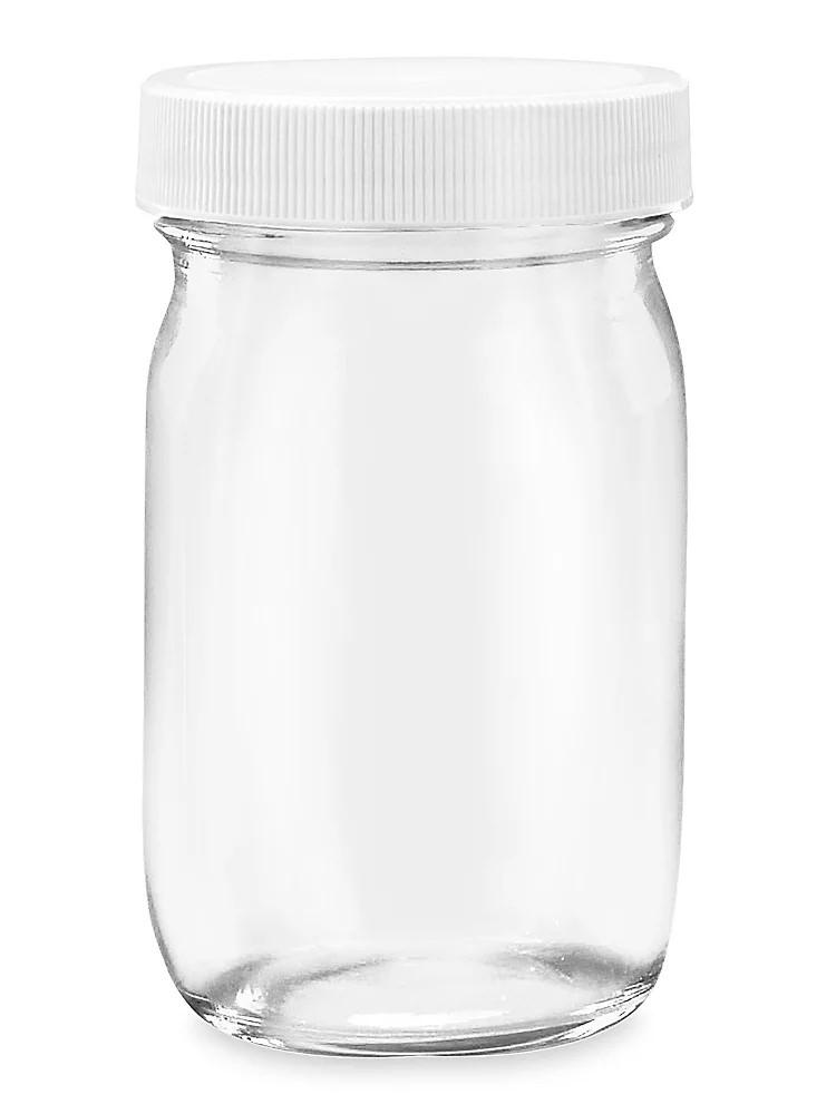 Yodecy 4 Pcs 32 oz Clear Wide Mouth Mason Jars with Airtight Lids and White Plastic Lids, Canning Jars for Overnight Oats, Food Storage and More